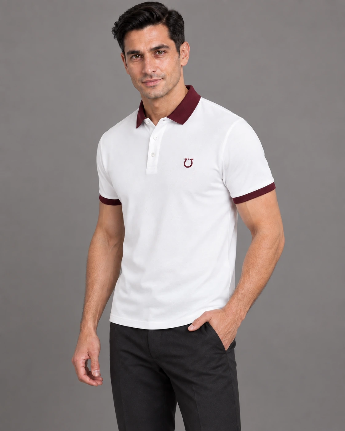 Burgundy-trim Polo