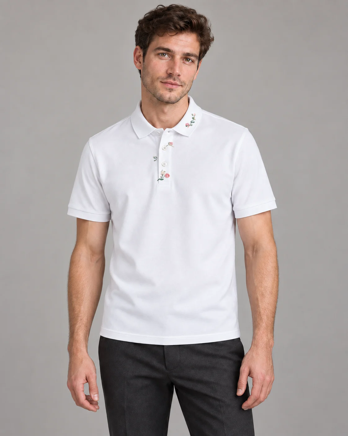 1078 Floral-detail Polo
